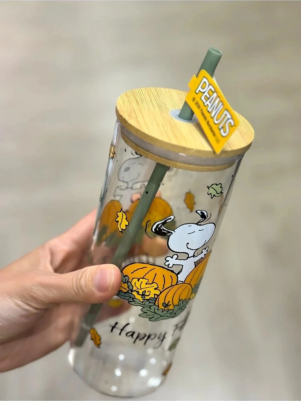 Peanuts Happy Fall Snoopy Tumbler Clear & Orange NWT